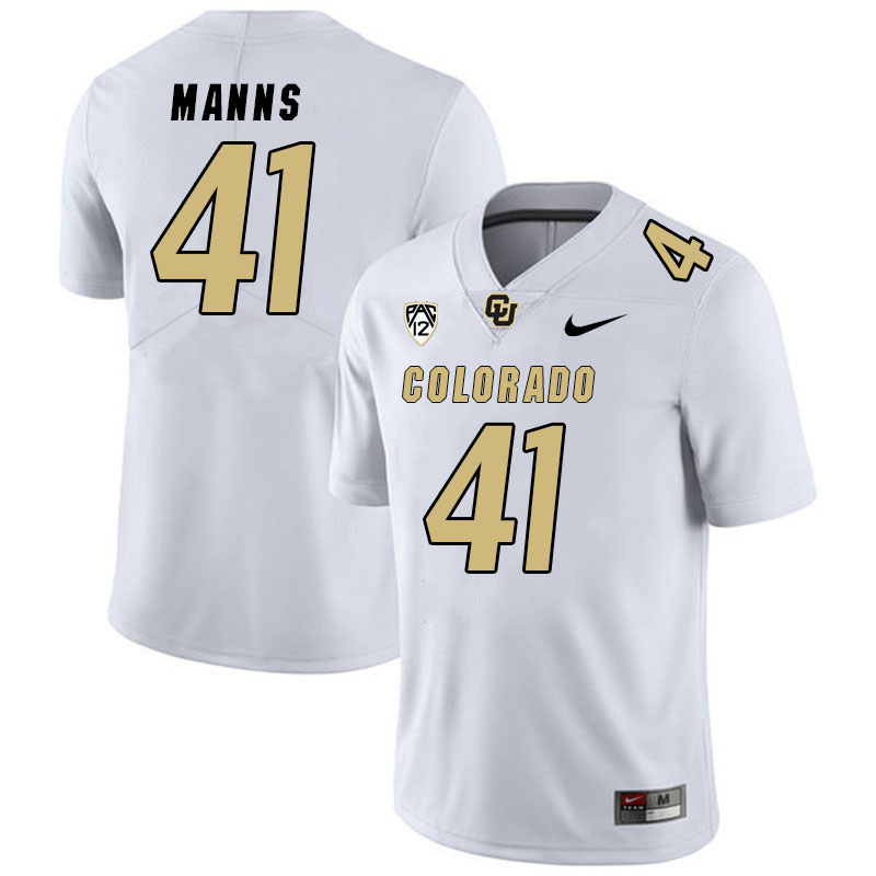 Men #41 Khairi Manns Colorado Buffaloes College Football Jerseys Stitched Sale-White - Click Image to Close